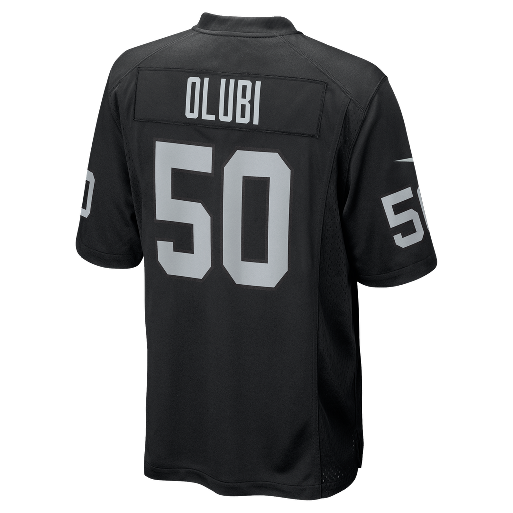 Las Vegas Raiders Segun Olubi Nike Black Team Game Jersey product image 3, provided for visual reference and product detail