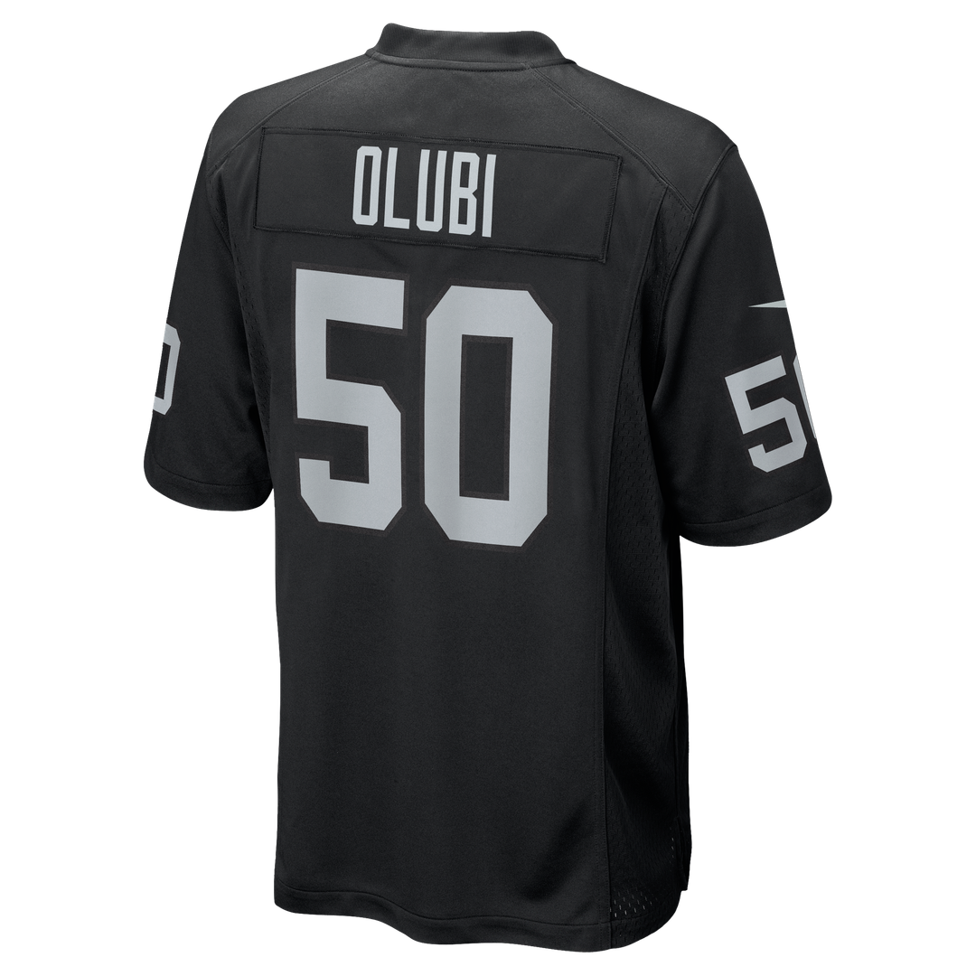 Las Vegas Raiders Segun Olubi Nike Black Team Game Jersey product image 3, provided for visual reference and product detail