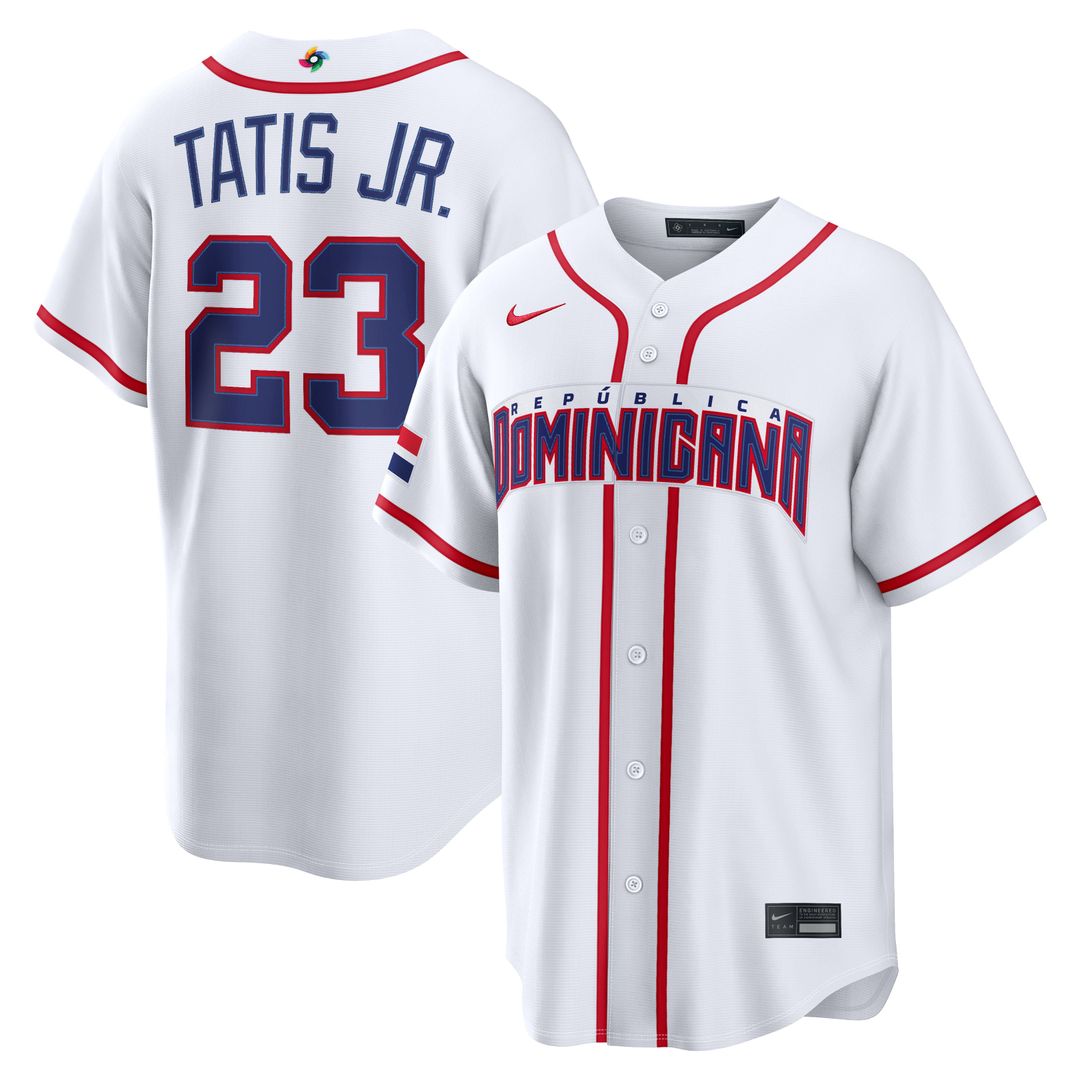 Dominican Republic Baseball Fernando Tatis Jr. Nike White 2026 World Baseball Classic Home Stadium Jersey product image 1,