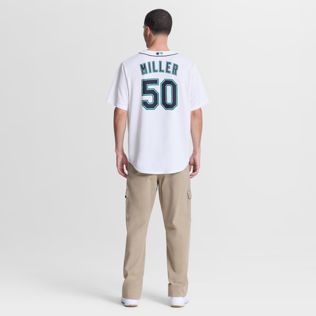 Seattle Mariners Bryce Miller Nike White Home Replica Jersey product image 7, provided for visual reference and product