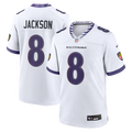 Baltimore Ravens Lamar Jackson Nike White Game Jersey product image 1, provided for visual reference and product detail
