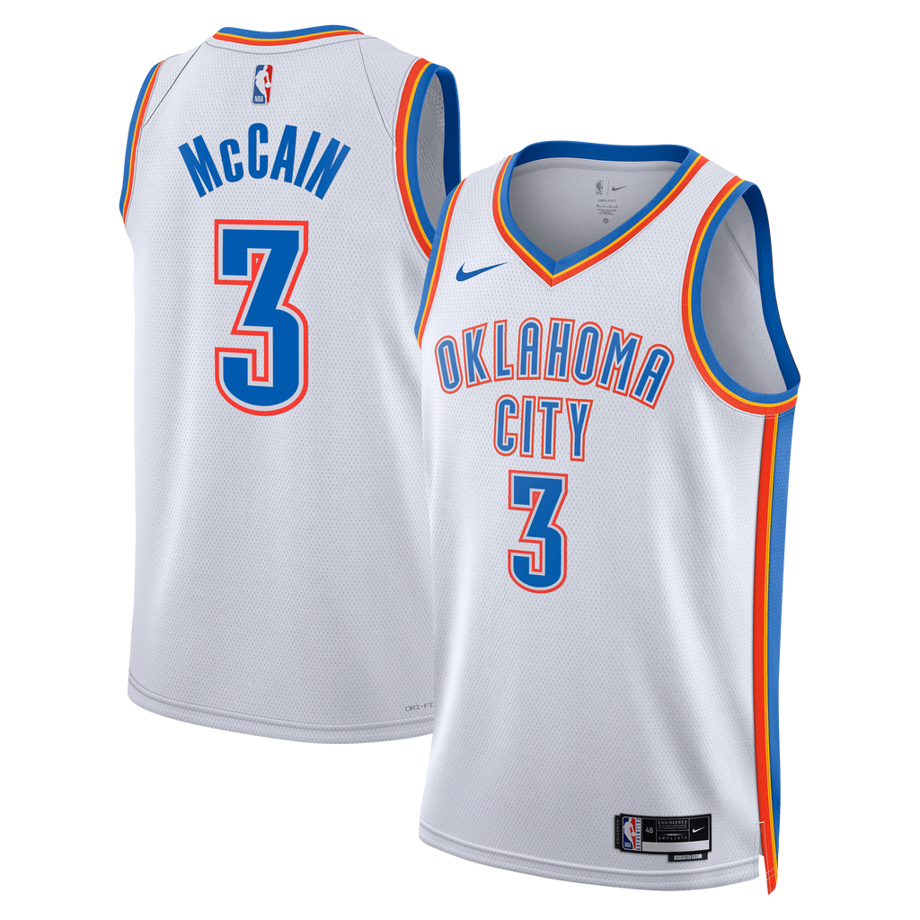 Oklahoma City Thunder Nike Association Edition Swingman Jersey - White - Jared McCain - Unisex product image 1, provided for