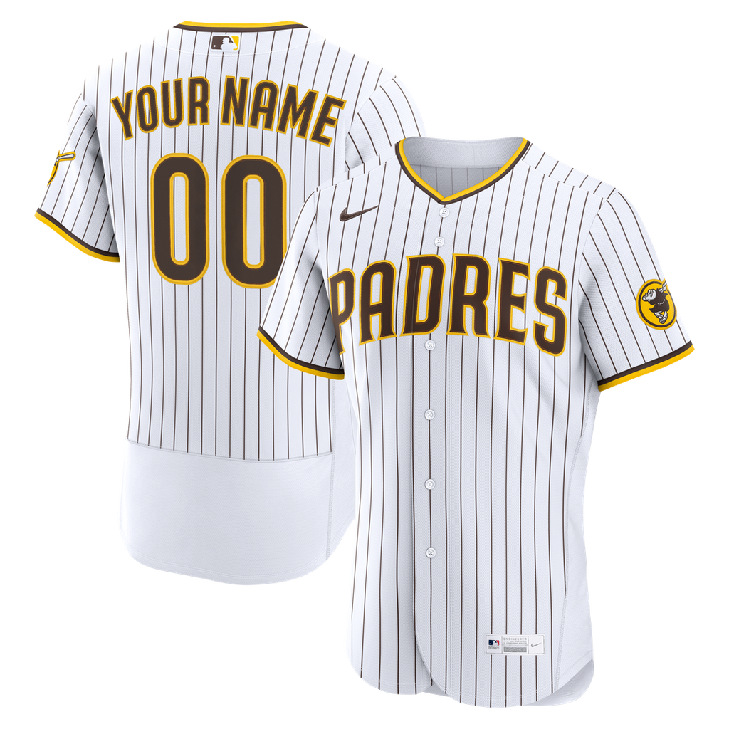 San Diego Padres Nike White Home Authentic Custom Jersey product image 1, provided for visual reference and product detail
