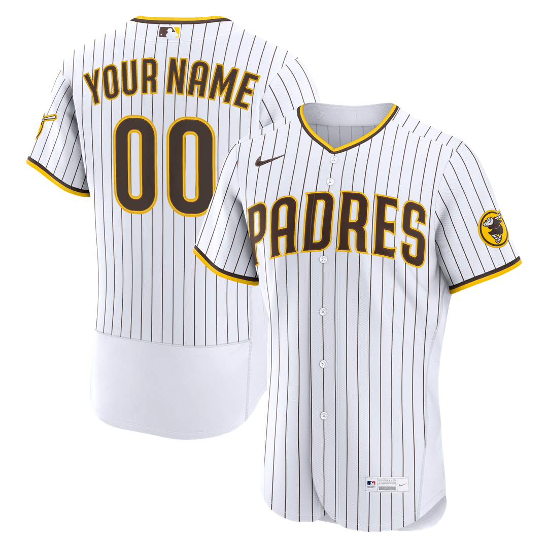 San Diego Padres Nike White Home Authentic Custom Jersey product image 1, provided for visual reference and product detail