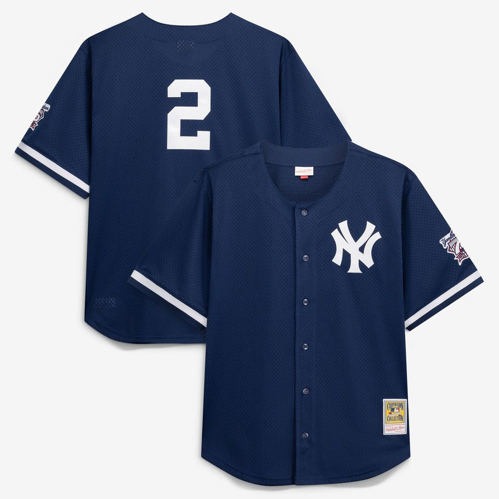 New York Yankees Derek Jeter Mitchell & Ness Navy Cooperstown Collection Mesh Batting Practice Button-Up Jersey product