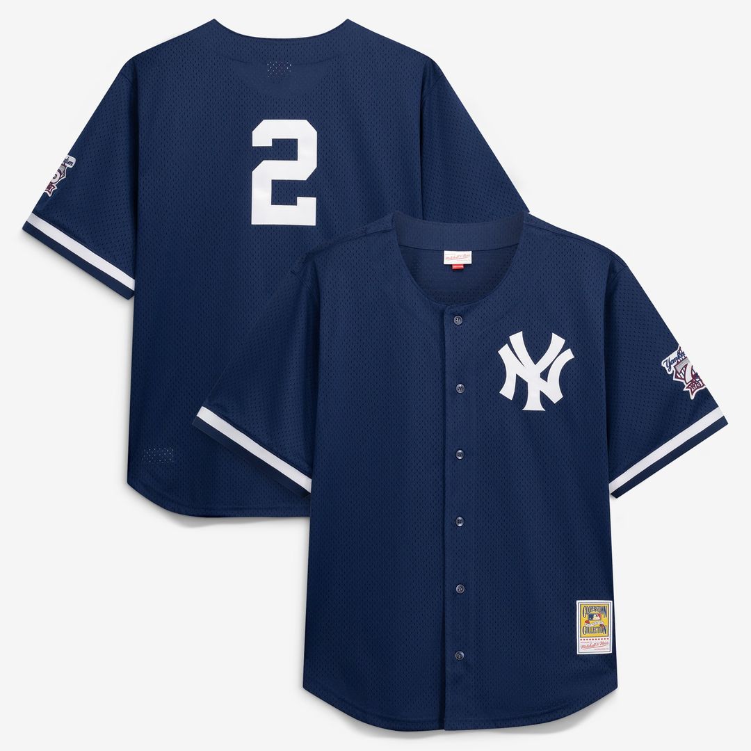 New York Yankees Derek Jeter Mitchell & Ness Navy Cooperstown Collection Mesh Batting Practice Button-Up Jersey product