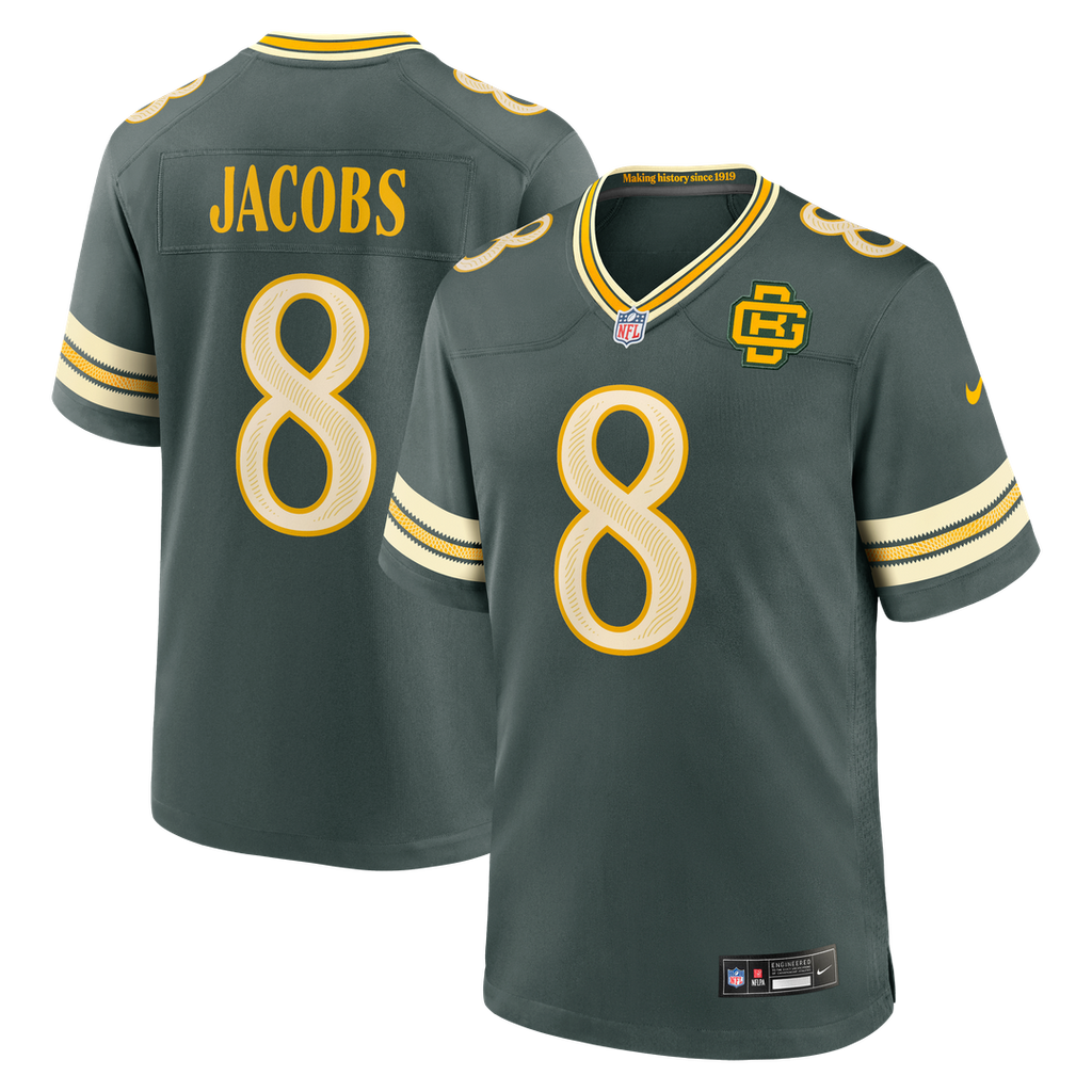 Green Bay Packers Josh Jacobs Nike Green 2026 Rivalries Collection Game Jersey product image 1, provided for visual