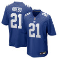 New York Giants Paulson Adebo Nike Royal Team Game Jersey product image 1, provided for visual reference and product detail