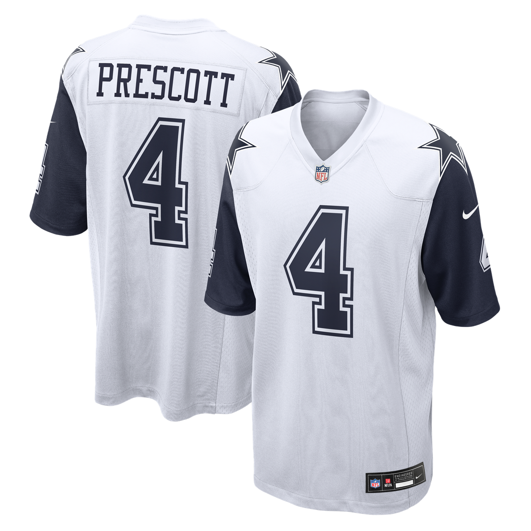 Dallas Cowboys Dak Prescott Nike White Alternate Game Team Jersey product image 1, provided for visual reference and product
