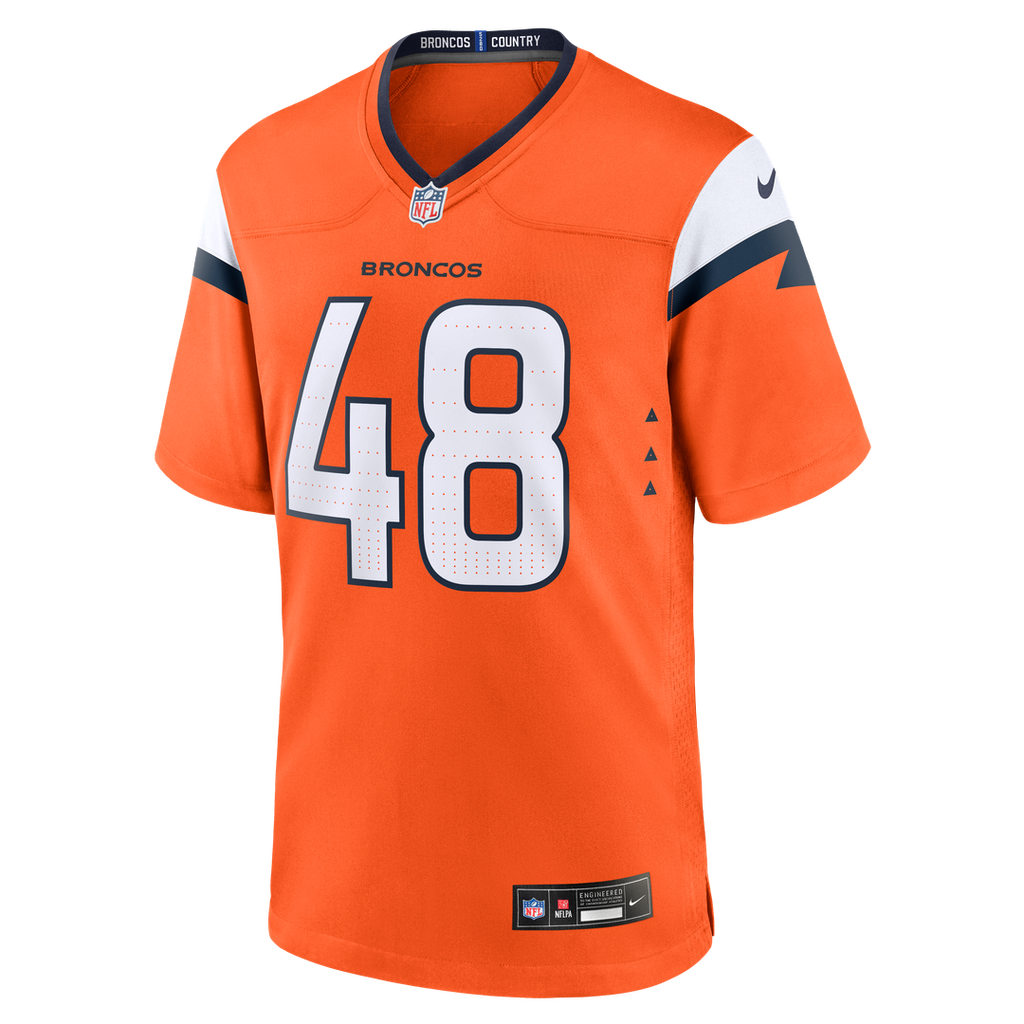 Denver Broncos Mitchell Fraboni Nike Orange Team Game Jersey product image 2, provided for visual reference and product