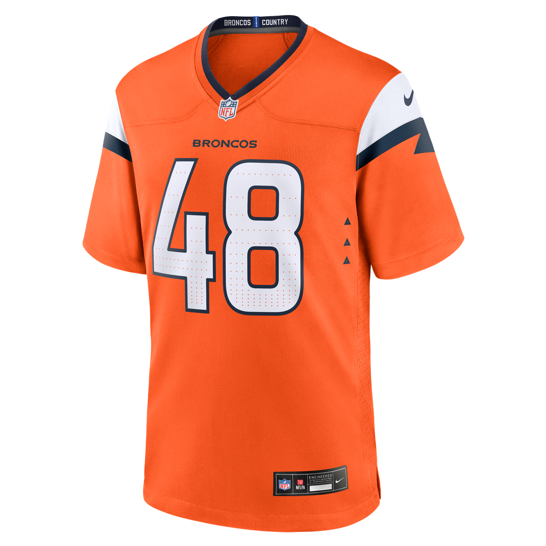 Denver Broncos Mitchell Fraboni Nike Orange Team Game Jersey product image 2, provided for visual reference and product