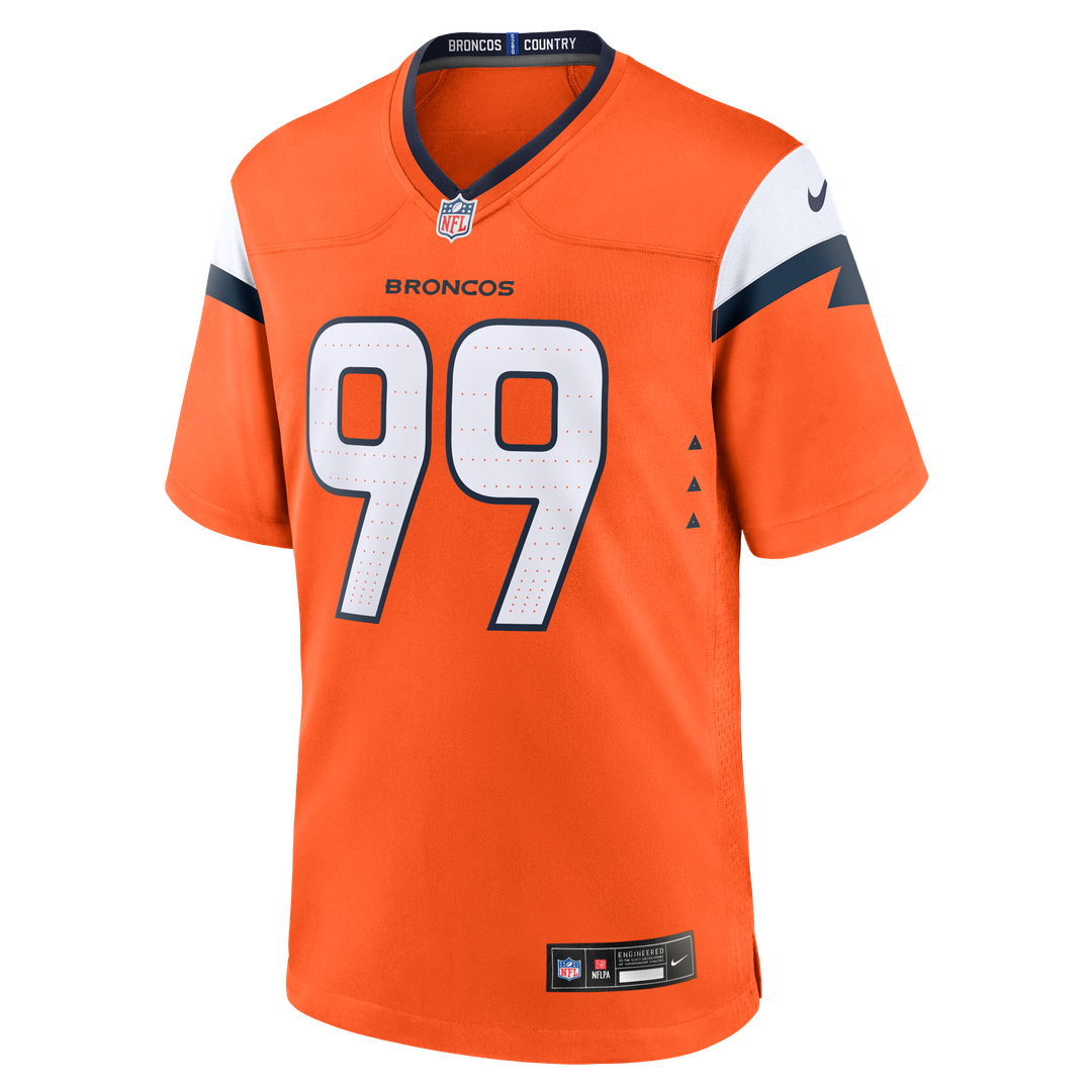 Denver Broncos Zach Allen Nike Orange Team Game Jersey product image 2, provided for visual reference and product detail