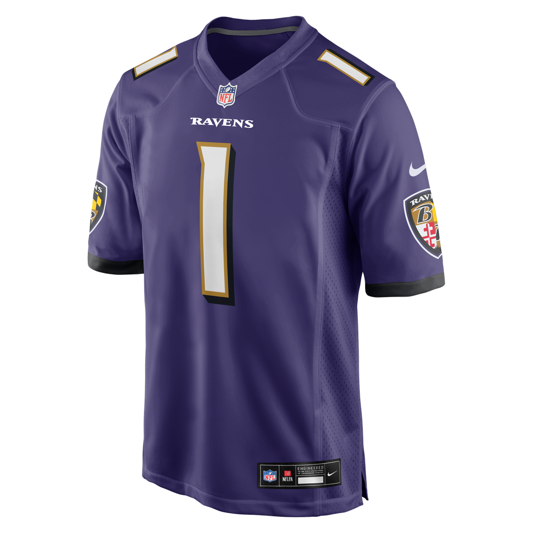 Baltimore Ravens Number 1 Dad Nike Purple Game Jersey product image 2, provided for visual reference and product detail