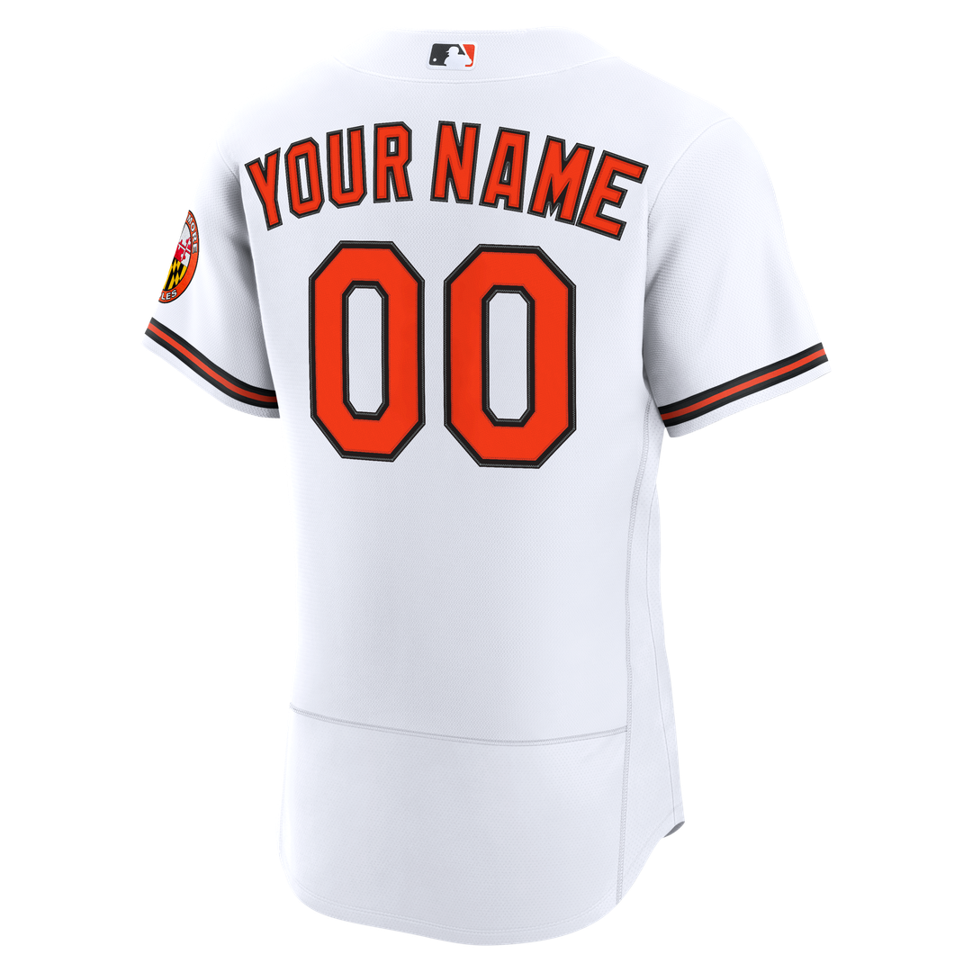 Baltimore Orioles Nike White Home Authentic Custom Jersey product image 3, provided for visual reference and product detail