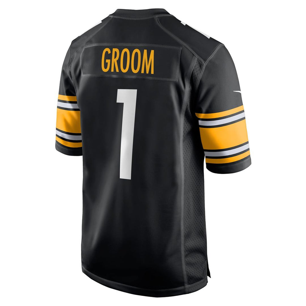 Pittsburgh Steelers Number 1 Groom Nike Black Game Jersey product image 3, provided for visual reference and product detail