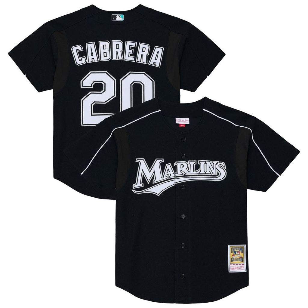 Florida Marlins Miguel Cabrera Mitchell & Ness Black 2003 Cooperstown Mesh Batting Practice Button-Up Jersey product image