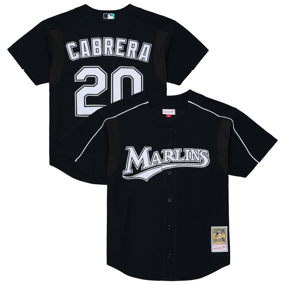 Florida Marlins Miguel Cabrera Mitchell & Ness Black 2003 Cooperstown Mesh Batting Practice Button-Up Jersey product image