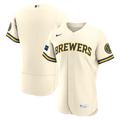 Milwaukee Brewers Nike Cream Home Sponsor Patch Authentic Jersey product image 1, provided for visual reference and product