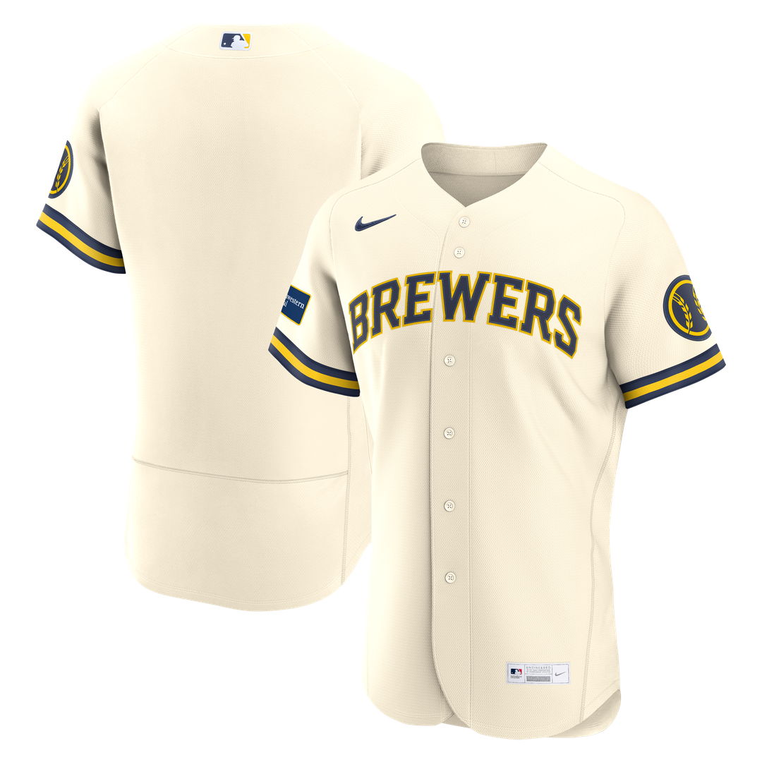 Milwaukee Brewers Nike Cream Home Sponsor Patch Authentic Jersey product image 1, provided for visual reference and product