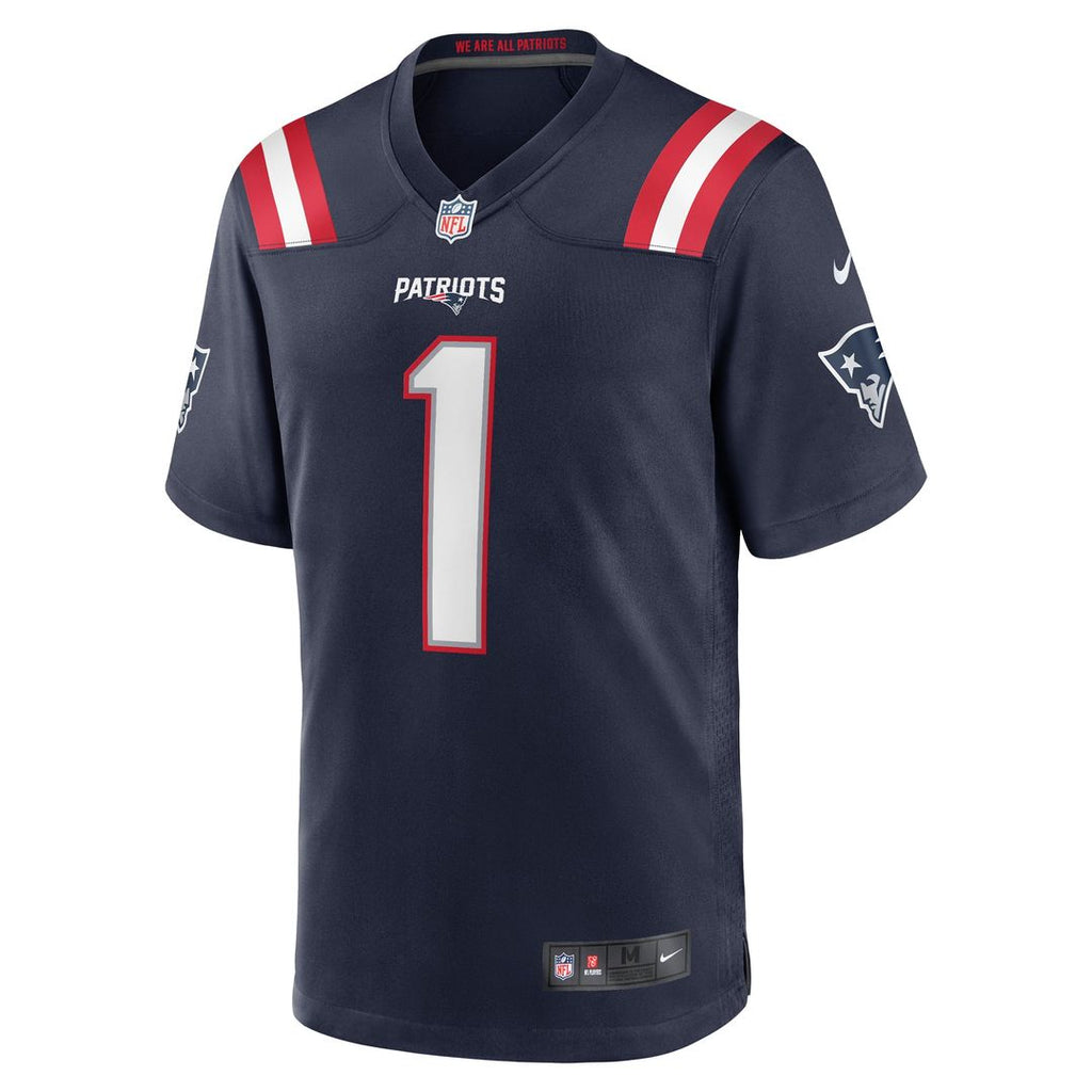 New England Patriots Number 1 Dad Nike Navy Game Jersey product image 2, provided for visual reference and product detail