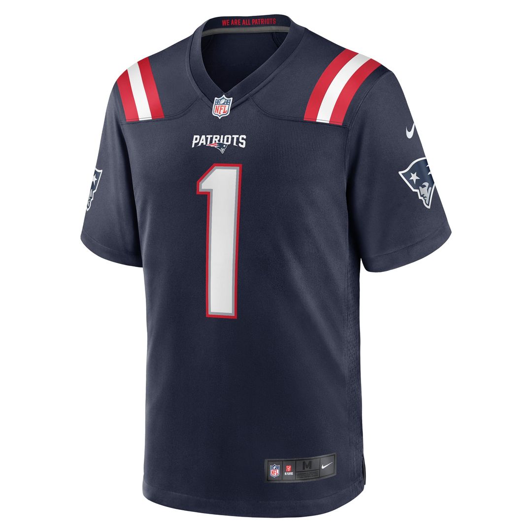 New England Patriots Number 1 Dad Nike Navy Game Jersey product image 2, provided for visual reference and product detail