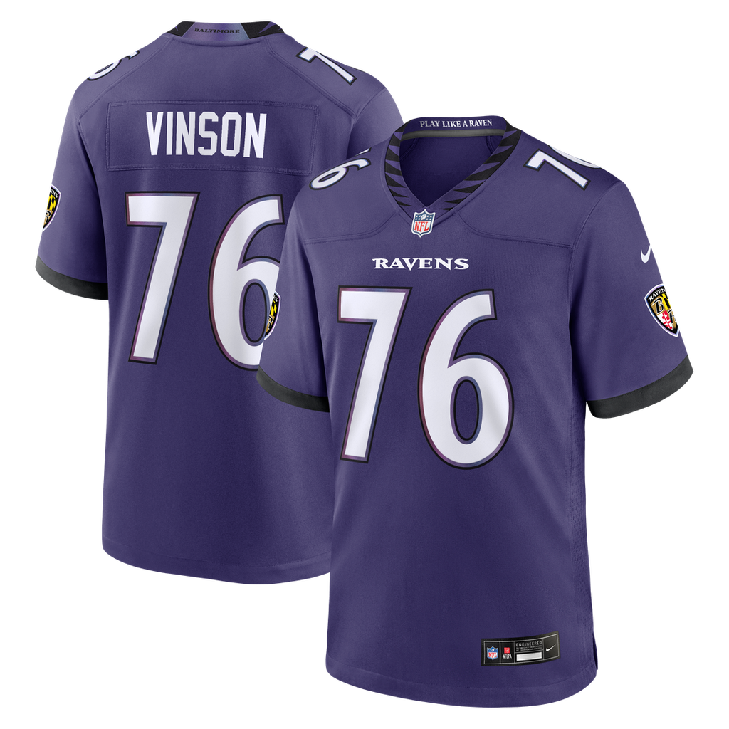 Baltimore Ravens Carson Vinson Nike Purple Team Game Jersey product image 1, provided for visual reference and product