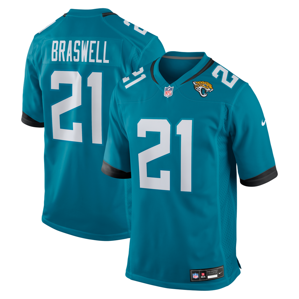 Jacksonville Jaguars Christian Braswell Nike Teal Team Game Jersey product image 1, provided for visual reference and