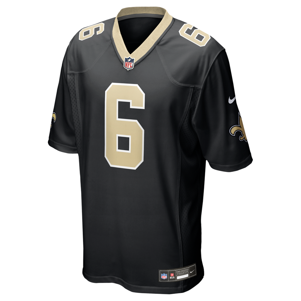 New Orleans Saints Tyler Shough Nike Black Game Jersey product image 6, provided for visual reference and product detail