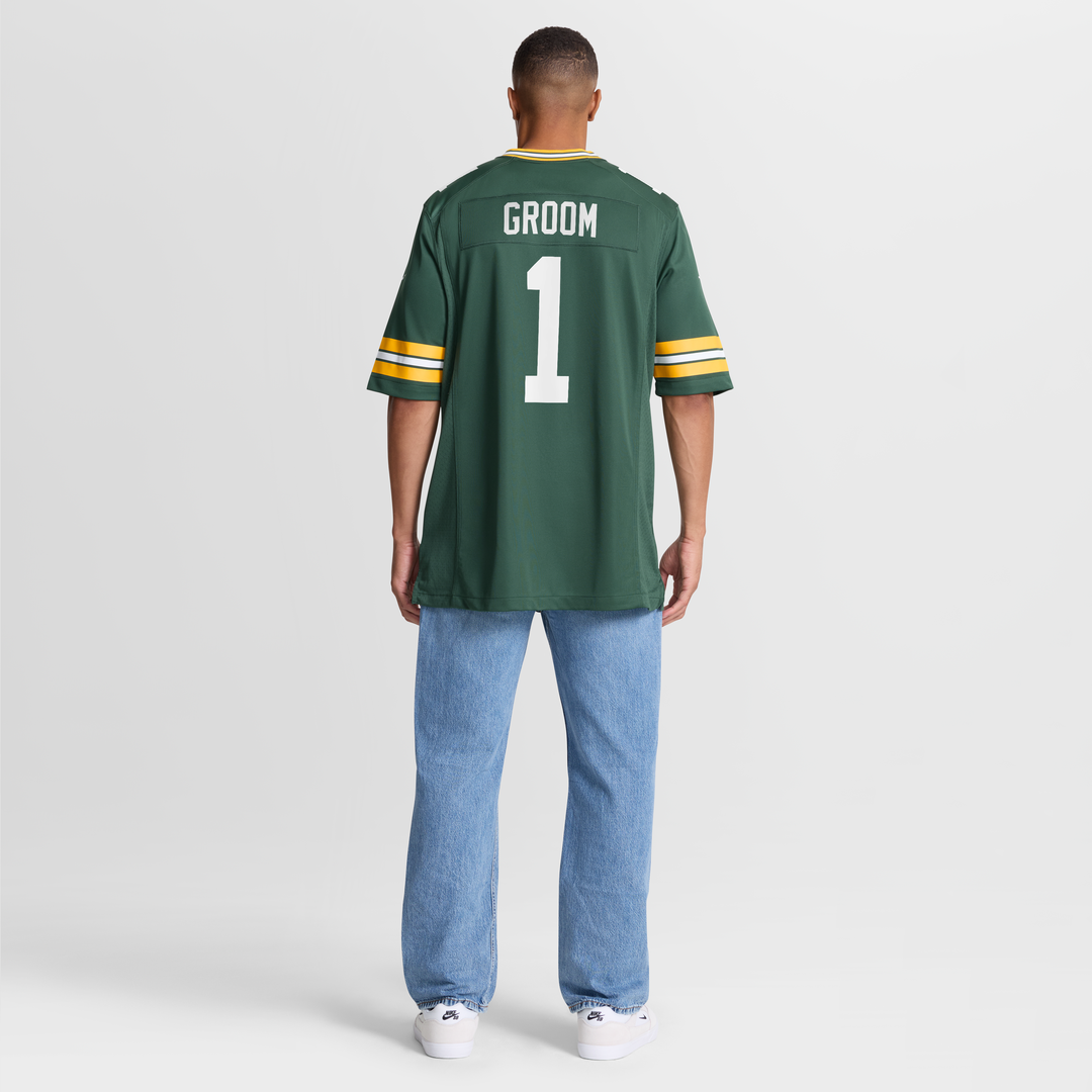 Green Bay Packers Number 1 Groom Nike Green Game Jersey product image 8, provided for visual reference and product detail