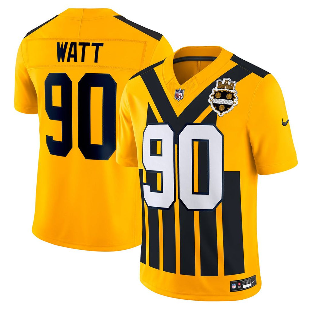 Pittsburgh Steelers T.J. Watt Nike Gold Alternate Vapor F.U.S.E. Limited Jersey product image 1, provided for visual