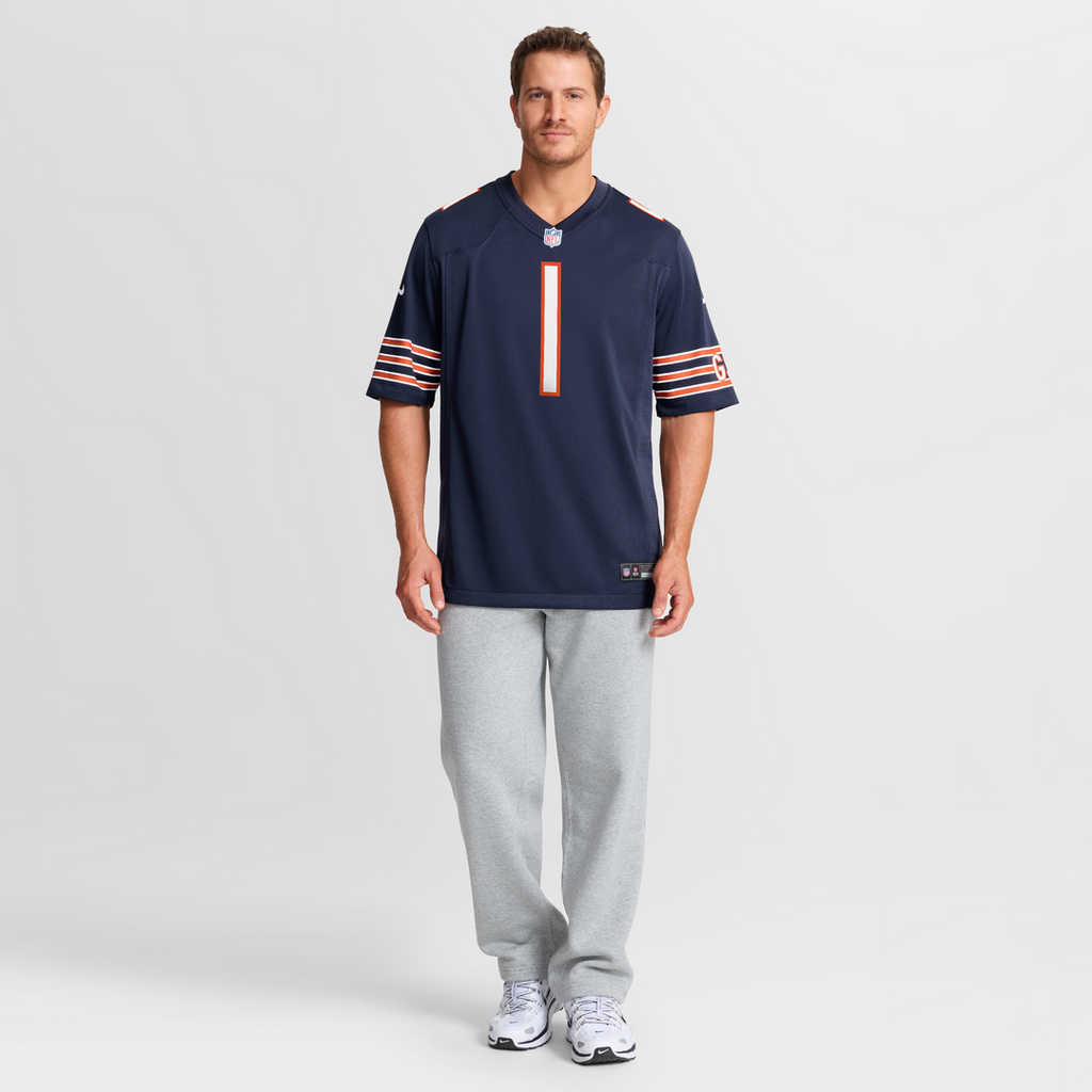 Chicago Bears Number 1 Groom Nike Navy Game Jersey product image 7, provided for visual reference and product detail review
