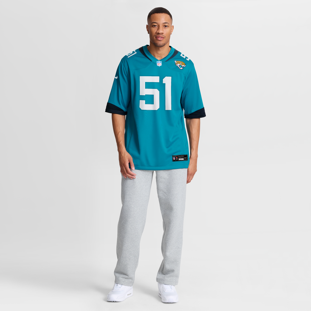 Jacksonville Jaguars Ventrell Miller Nike Teal Game Jersey product image 7, provided for visual reference and product detail