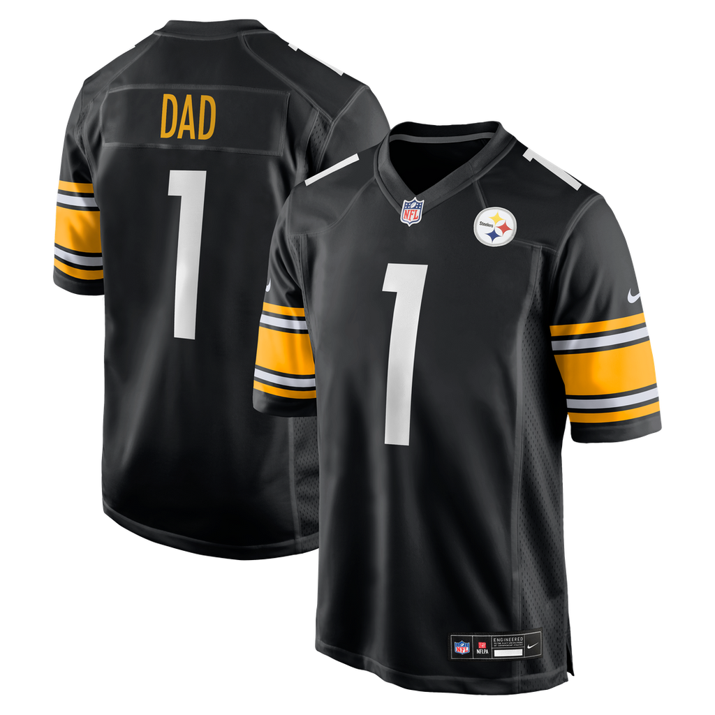 Pittsburgh Steelers Number 1 Dad Nike Black Game Jersey product image 1, provided for visual reference and product detail
