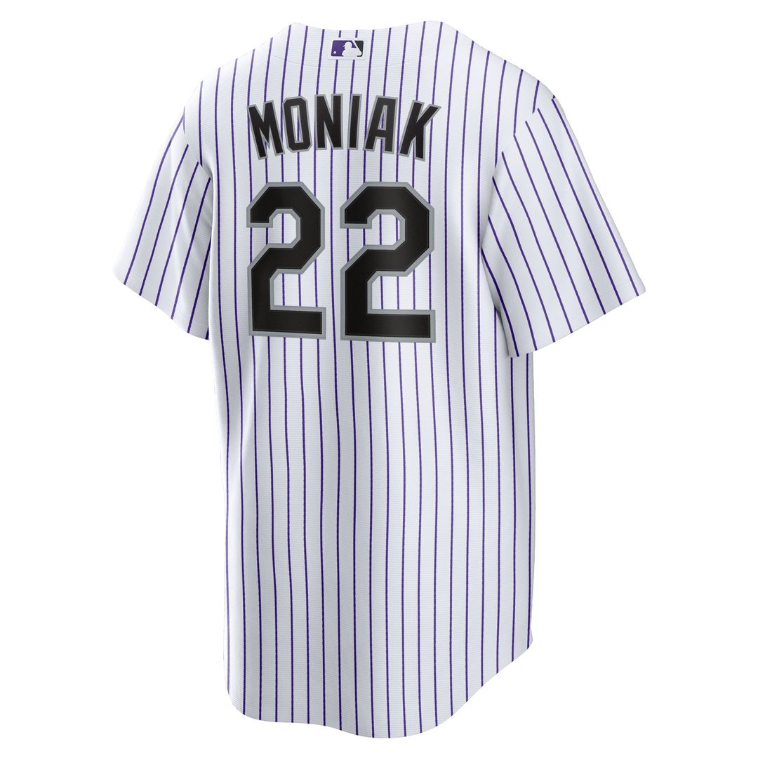 Colorado Rockies Mickey Moniak Nike White Home Replica Jersey product image 3, provided for visual reference and product