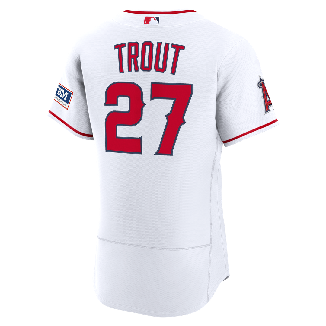 Los Angeles Angels Mike Trout Nike White Home Authentic Sponsor Patch Jersey product image 3, provided for visual reference