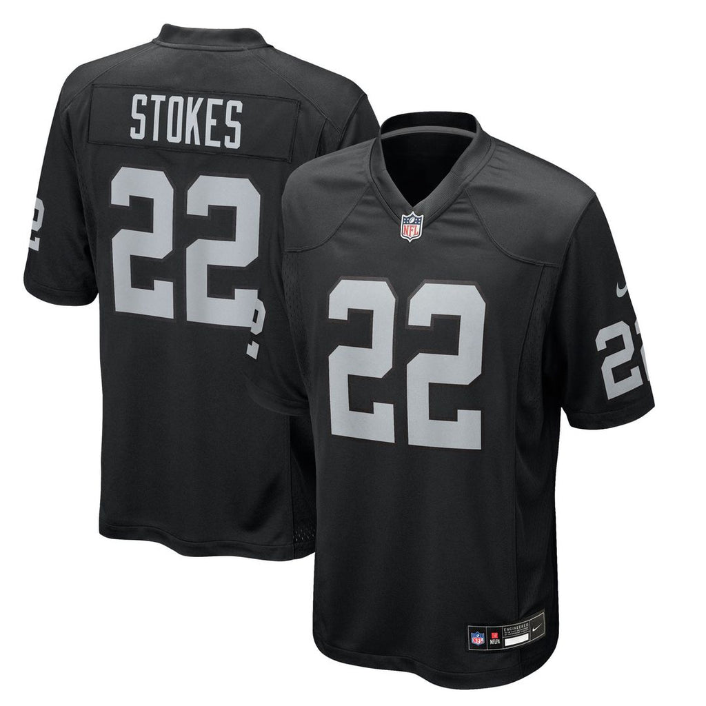 Las Vegas Raiders Eric Stokes Nike Black Team Game Jersey product image 1, provided for visual reference and product detail