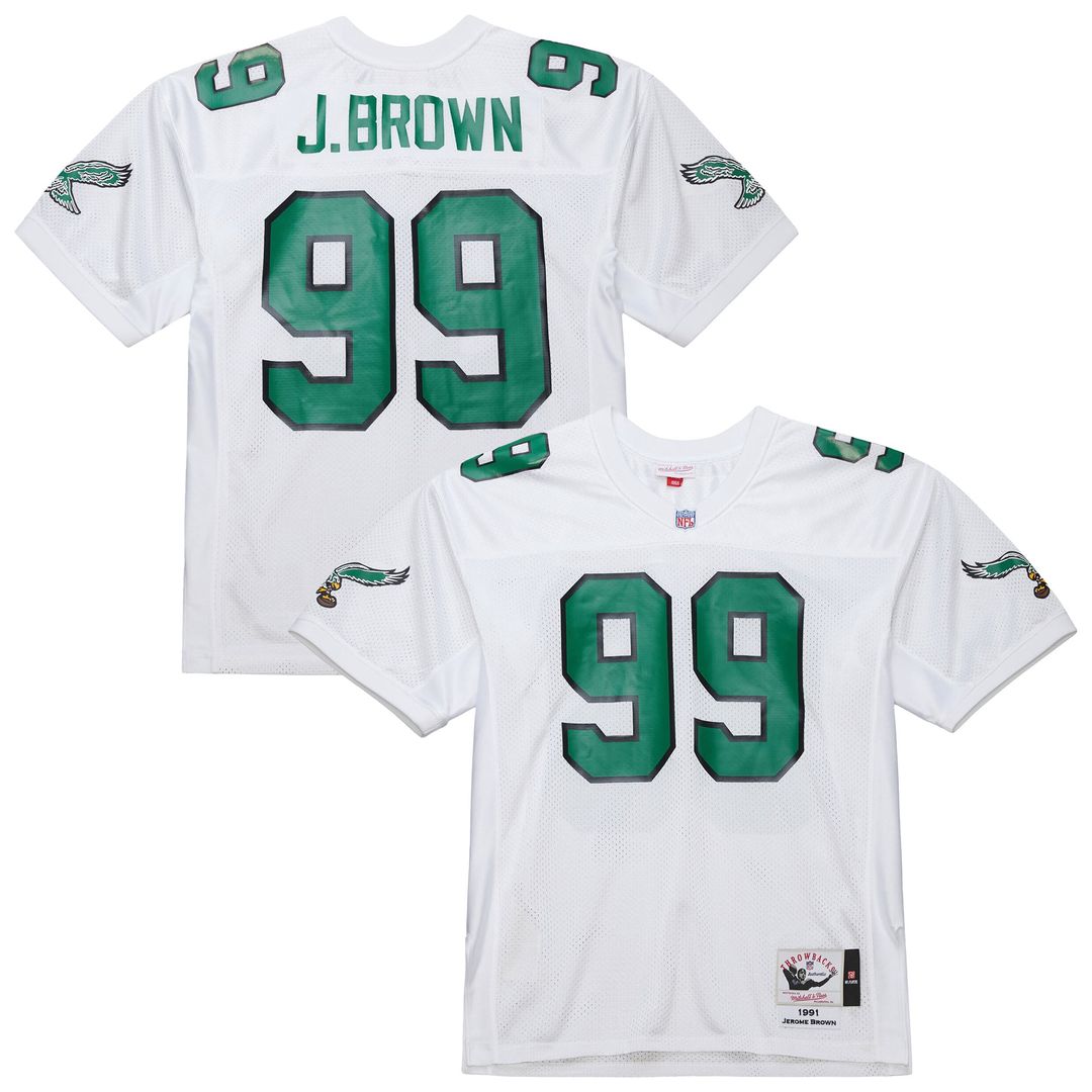 Philadelphia Eagles Jerome Brown Mitchell & Ness White 1991 Authentic Throwback Retired Player Jersey product image 1,
