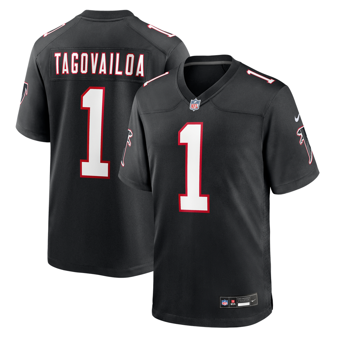 Atlanta Falcons Tua Tagovailoa Nike Black Alternate Game Jersey product image 1, provided for visual reference and product