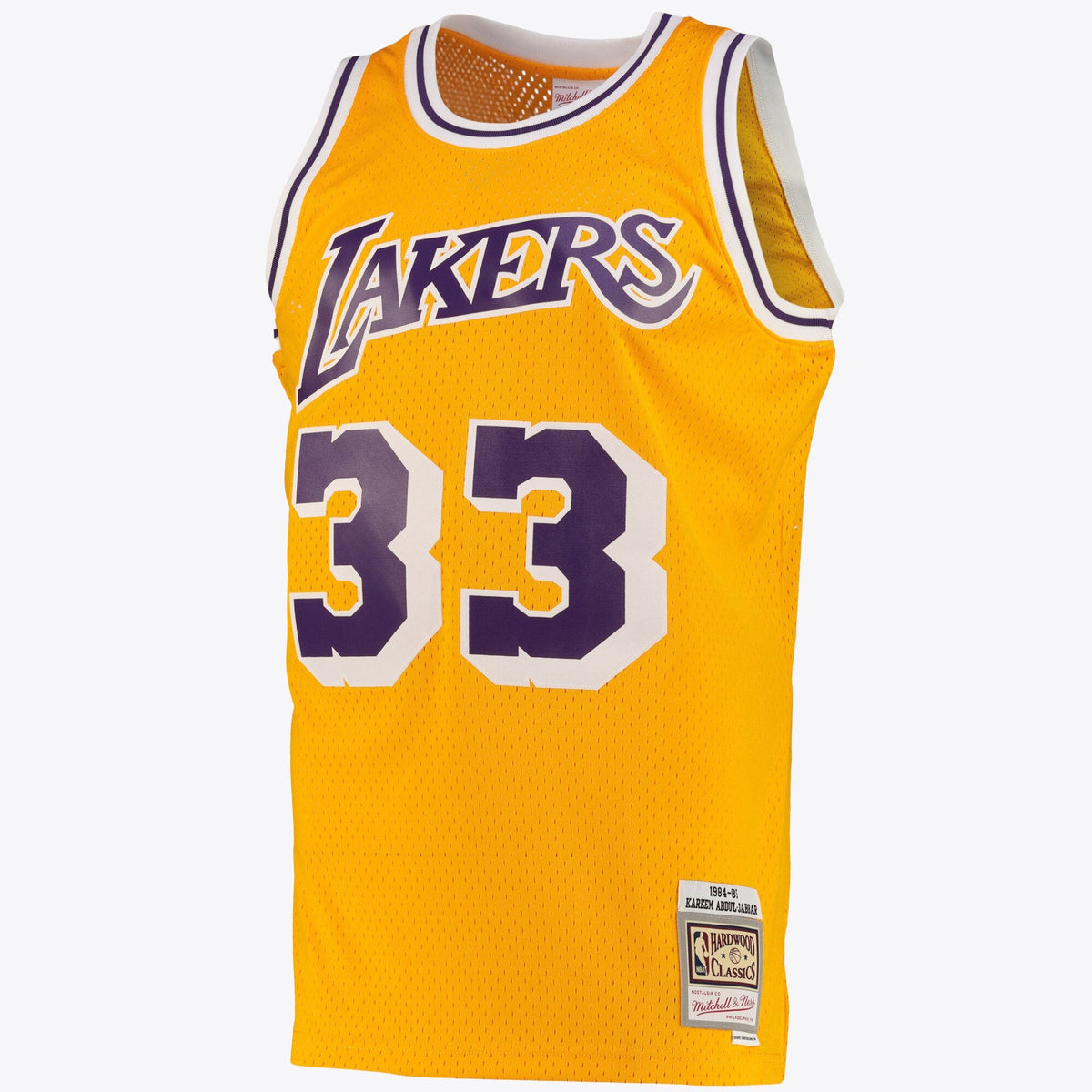 Los Angeles Lakers Kareem Abdul-Jabbar Road Swingman Jersey By Mitchell & Ness - Light Gold product image 2, provided for