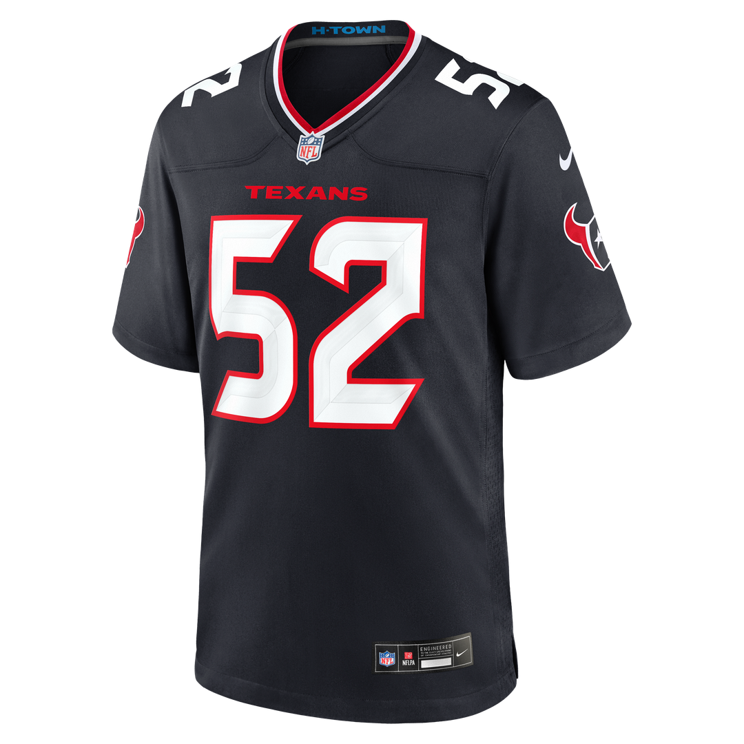 Houston Texans Xavier Thomas Nike Navy Team Game Jersey product image 2, provided for visual reference and product detail