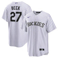 Colorado Rockies Jordan Beck Nike White Home Replica Jersey product image 1, provided for visual reference and product