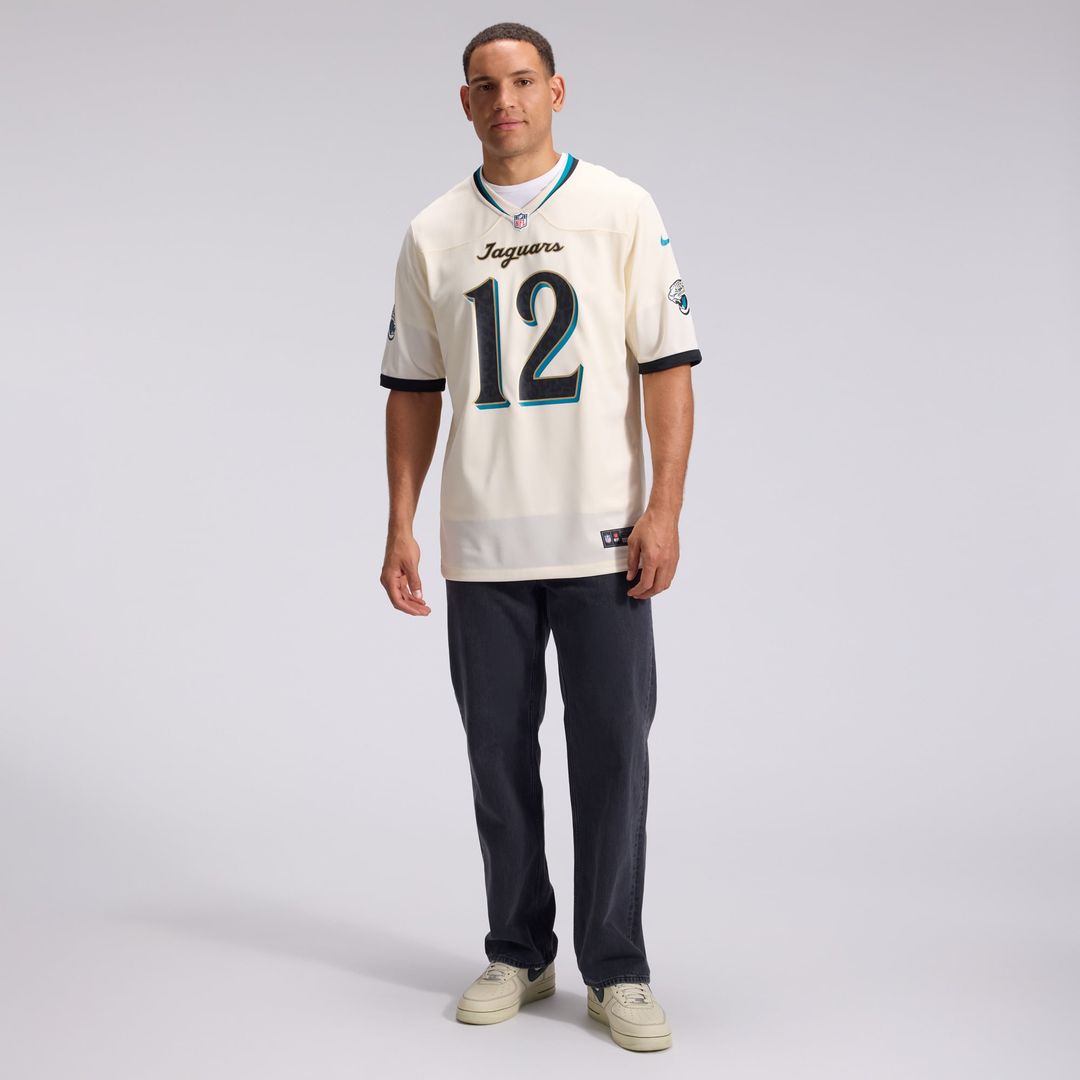 Jacksonville Jaguars Travis Hunter Nike Natural 2026 Rivalries Collection Game Jersey product image 4, provided for visual