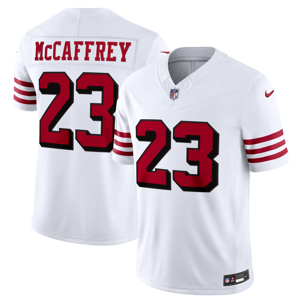 San Francisco 49ers Christian McCaffrey Nike White Alternate Vapor F.U.S.E. Stitched Limited Jersey product image 4,