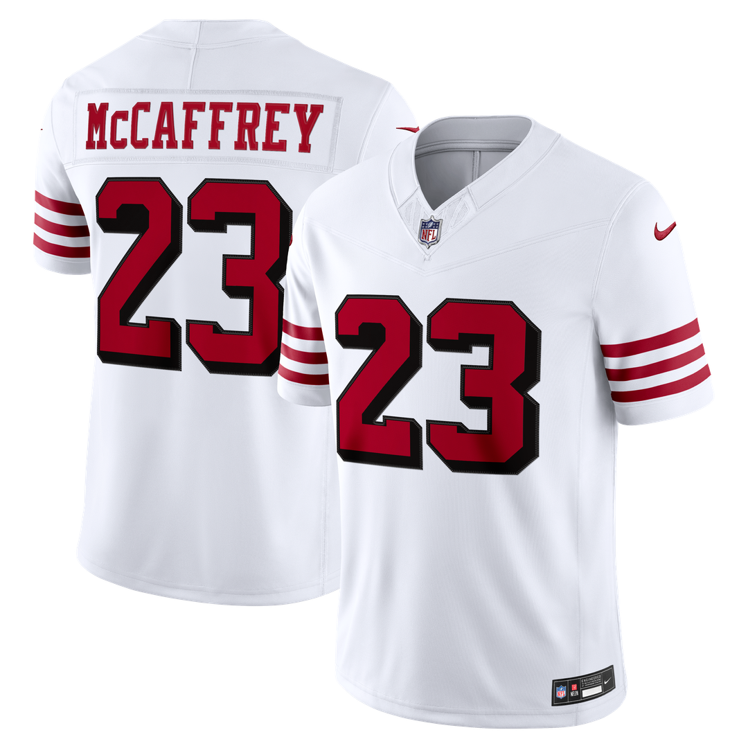 San Francisco 49ers Christian McCaffrey Nike White Alternate Vapor F.U.S.E. Stitched Limited Jersey product image 4,