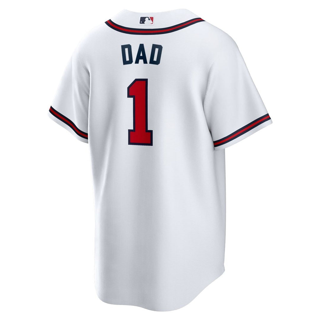 Atlanta Braves Nike White #1 Dad Home Replica Jersey product image 3, provided for visual reference and product detail review