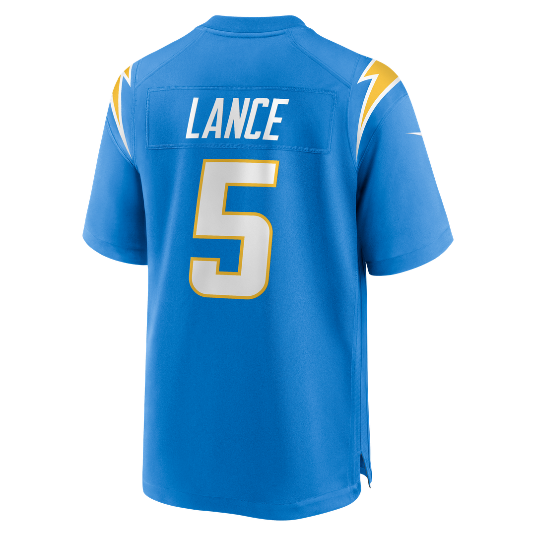 Los Angeles Chargers Trey Lance Nike Powder Blue Team Game Jersey product image 3, provided for visual reference and product