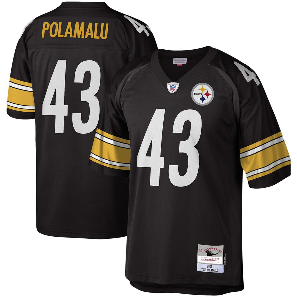 Pittsburgh Steelers Troy Polamalu Mitchell & Ness Black Legacy Replica Jersey product image 1, provided for visual reference