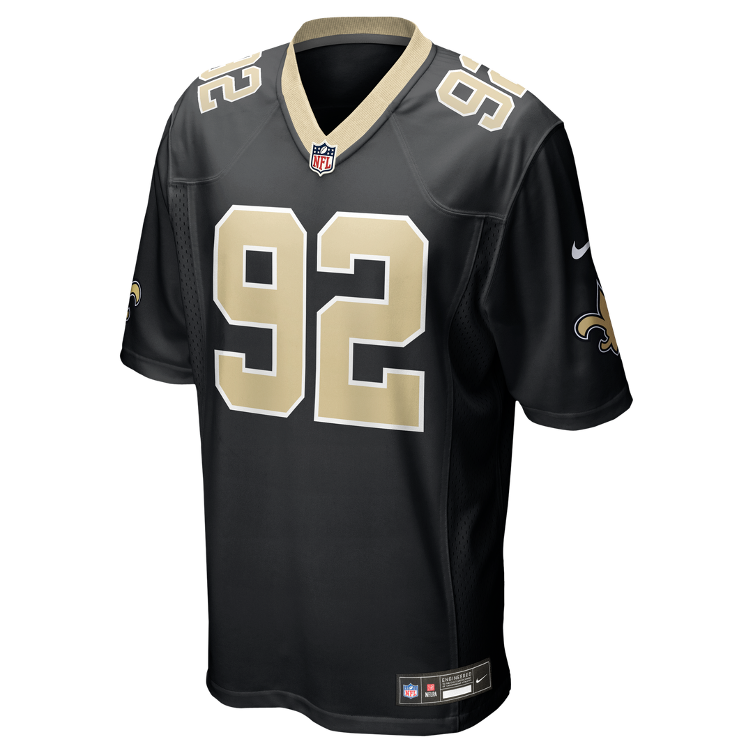 New Orleans Saints Davon Godchaux Nike Black Team Game Jersey product image 2, provided for visual reference and product