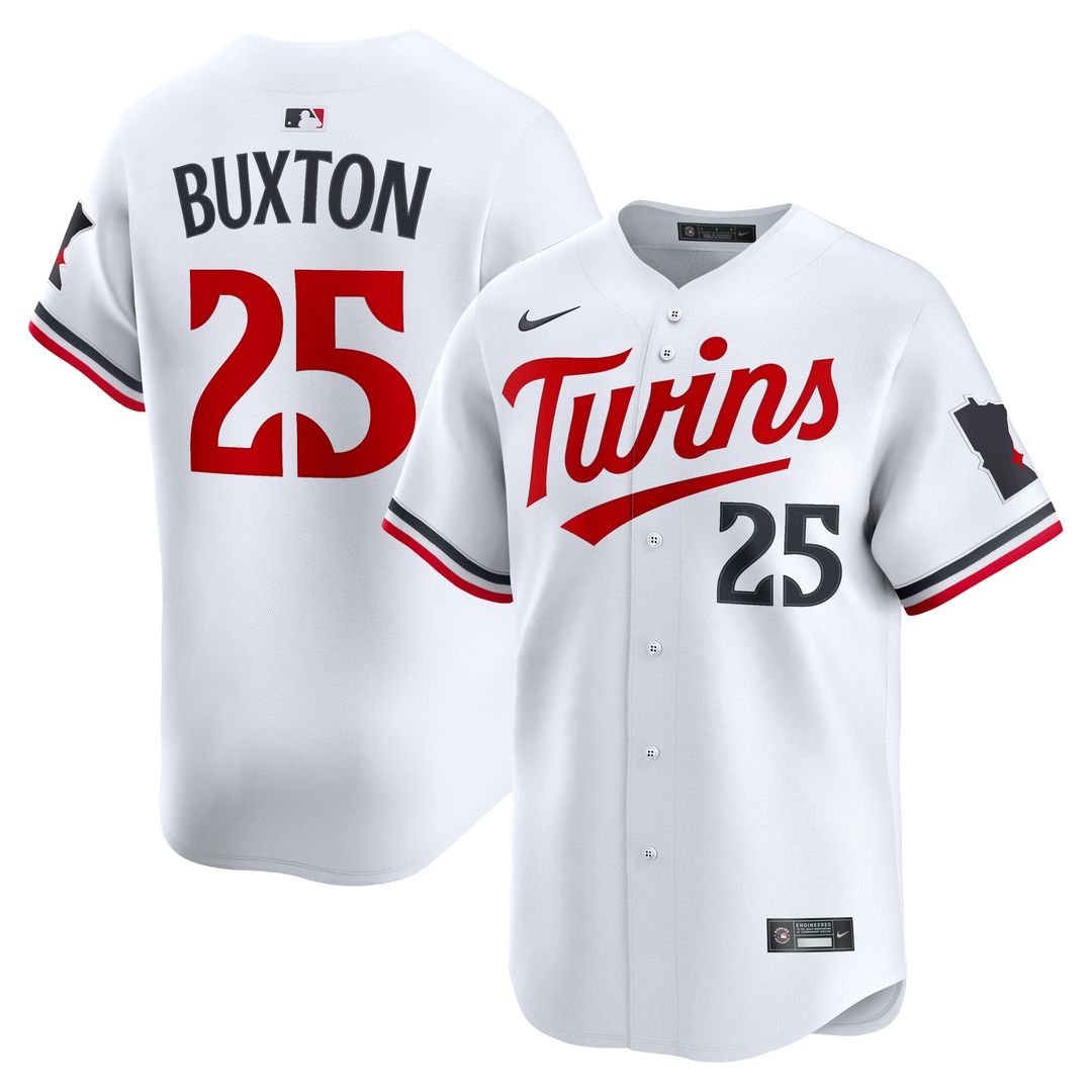 Minnesota Twins Byron Buxton Nike White Home Limited Player Jersey product image 1, provided for visual reference and