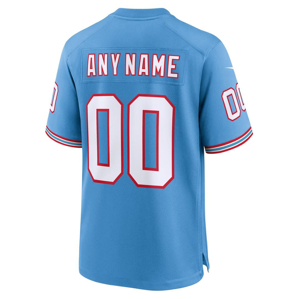 Tennessee Titans Nike Light Blue Oilers Throwback Custom Game Jersey product image 3, provided for visual reference and